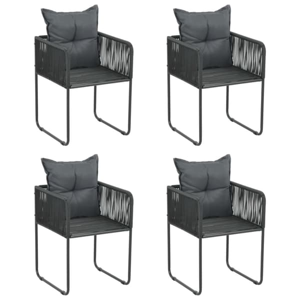 vidaXL havestole 4 stk. med puder polyrattan sort