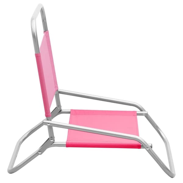vidaXL Sammenleggbare strandstoler 2 stk rosa stoff