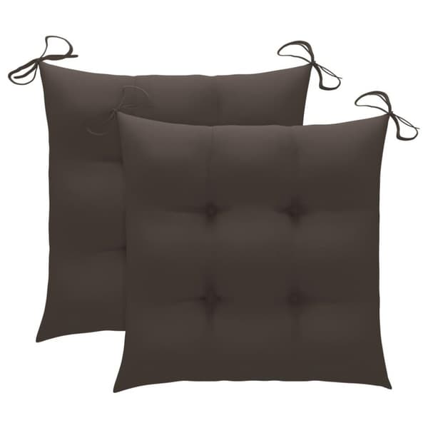 vidaXL Trädgårdsstolar med taupe dynor 2 st massivt teakträ