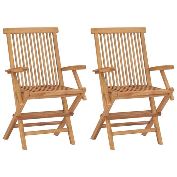 vidaXL Trädgårdsstolar med beige dynor 2 st massivt teakträ