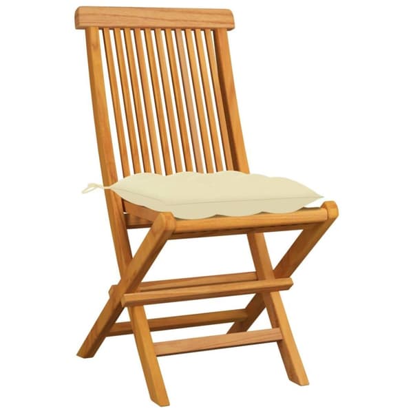 vidaXL Trädgårdsstolar med gräddvita dynor 4 st massiv teak
