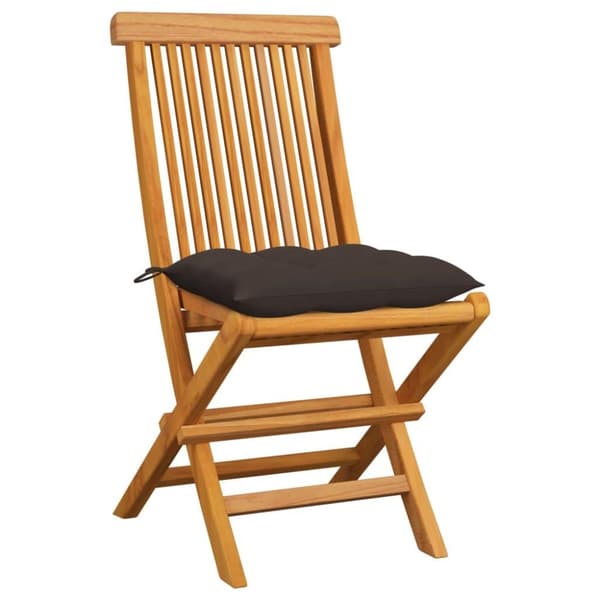 vidaXL Trädgårdsstolar 6 st med taupe dynor massiv teak