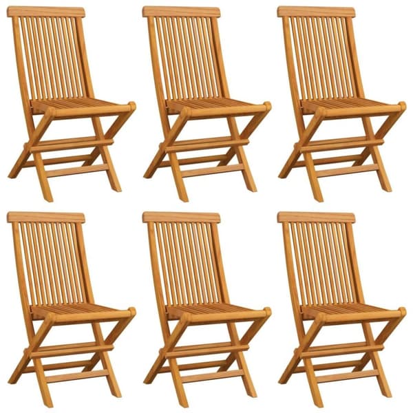 vidaXL Trädgårdsstolar 6 st med gröna dynor massiv teak