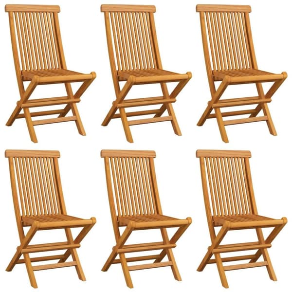 vidaXL Trädgårdsstolar med beige dynor 6 st massiv teak