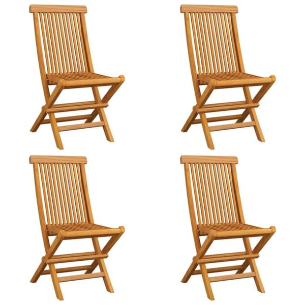 vidaXL Trädgårdsstolar med gråa dynor 4 st massiv teak