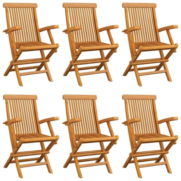 vidaXL havestole med beige hynder 6 stk. massivt teaktræ