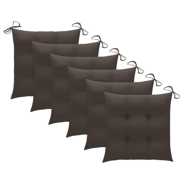 vidaXL Trädgårdsstolar med taupe dynor 6 st massiv teak