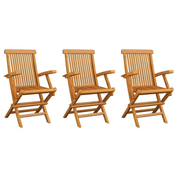 vidaXL Trädgårdsstolar med dynor taupe 3 st massiv teak