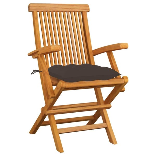 vidaXL Trädgårdsstolar med dynor taupe 3 st massiv teak