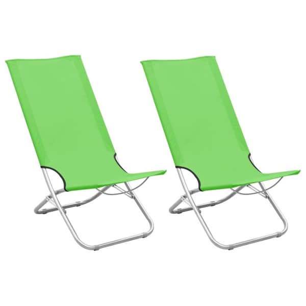 vidaXL foldbare strandstole 2 stk. stof grøn