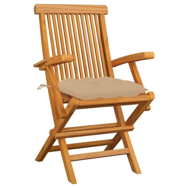 vidaXL Trädgårdsstolar med beige dynor 6 st massiv teak
