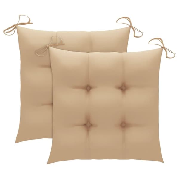 vidaXL havestole med beige hynder 2 stk. massivt teaktræ