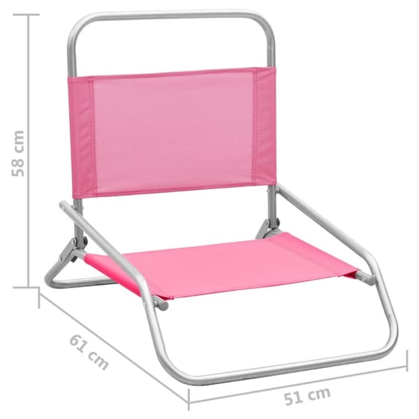 vidaXL foldbare strandstole 2 stk. stof pink