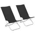 Miniatyrbillede 1 af 8: vidaXL foldbare strandstole 2 stk. stof sort