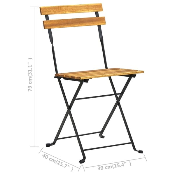 vidaXL foldbare bistrostole 4 stk. massivt akacietræ