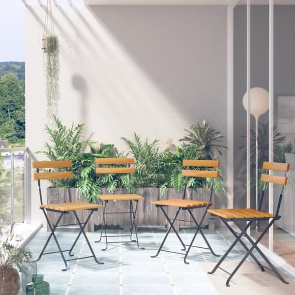 vidaXL foldbare bistrostole 4 stk. massivt akacietræ