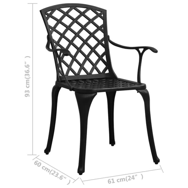 vidaXL havestole 2 stk. støbt aluminium sort