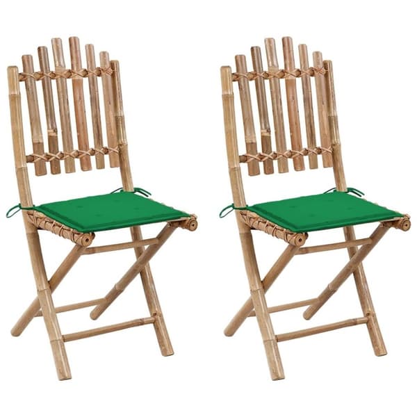 vidaXL foldbare havestole 2 stk. med hynder bambus