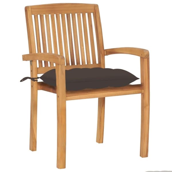 vidaXL Trädgårdsstolar 2 st med taupe dynor massiv teak