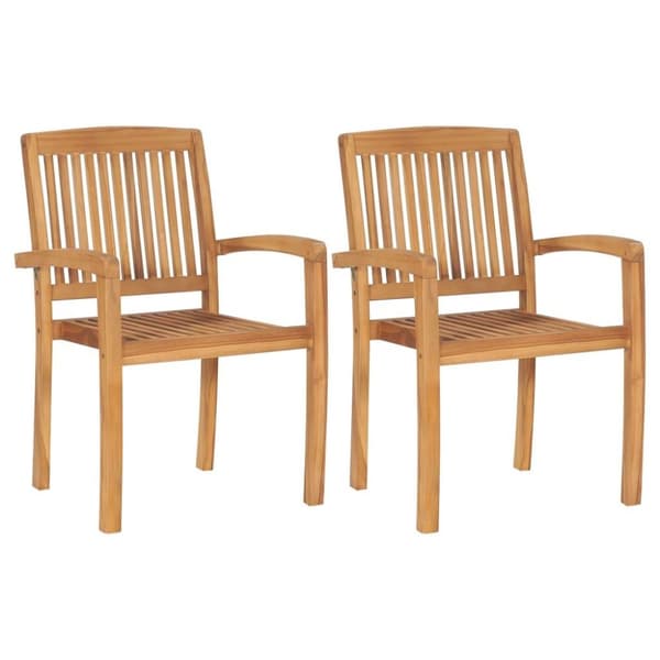 vidaXL Trädgårdsstolar 2 st med gröna dynor massiv teak