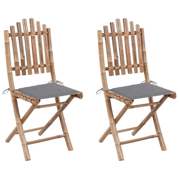 vidaXL foldbare havestole 2 stk. med hynder bambus