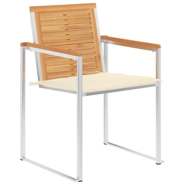 vidaXL Trädgårdsstolar 2 st med dynor massiv teak och stål