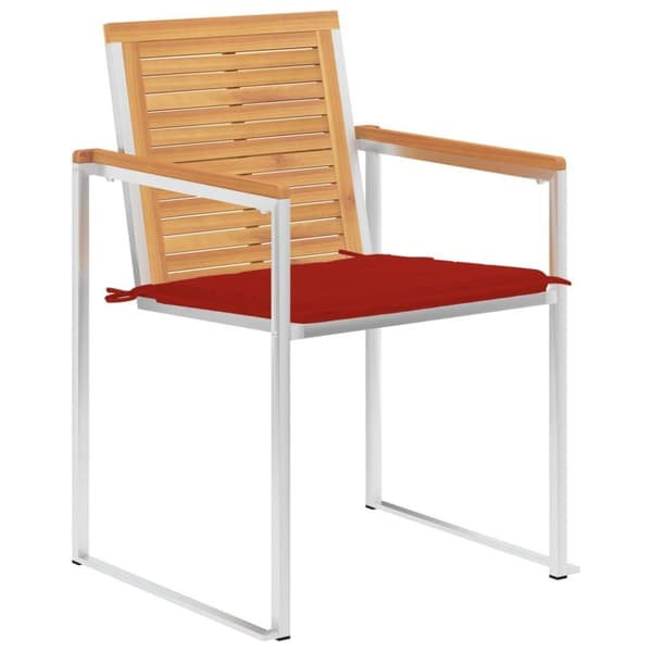 vidaXL Trädgårdsstolar 2 st med dynor massiv teak och stål