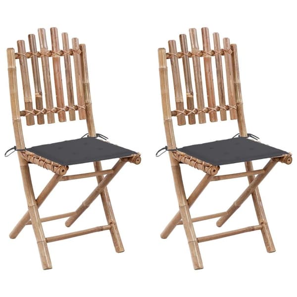 vidaXL foldbare havestole 2 stk. med hynder bambus