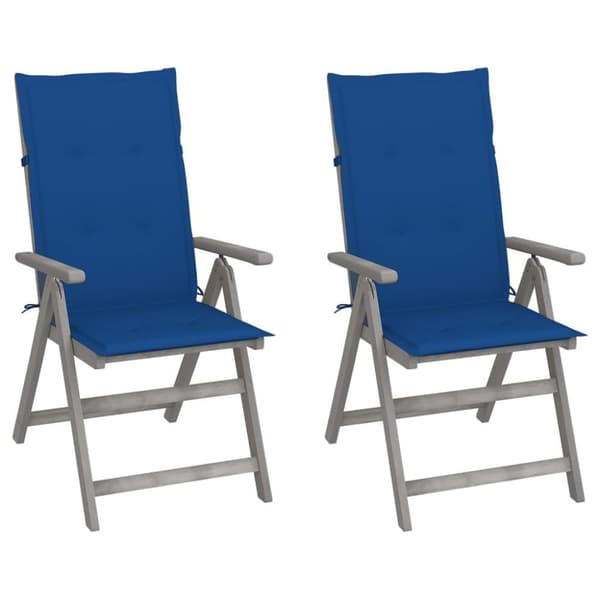 vidaXL Fällbara trädgårdsstolar med dynor 2 st massivt akaciaträ