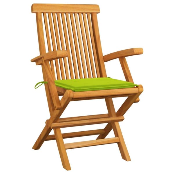 vidaXL Trädgårdsstolar med ljusgröna dynor 2 st massiv teak