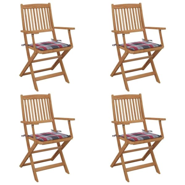 vidaXL foldbare havestole 4 stk. med hynder massivt akacietræ