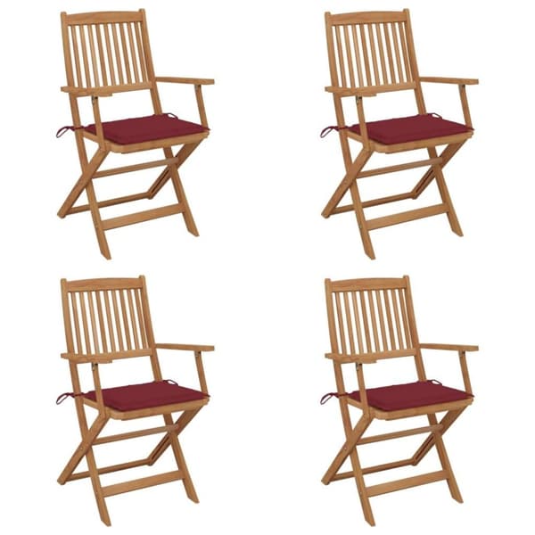 vidaXL foldbare havestole 4 stk. med hynder massivt akacietræ