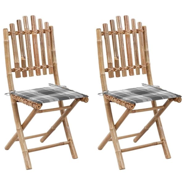 vidaXL foldbare havestole 2 stk. med hynder bambus