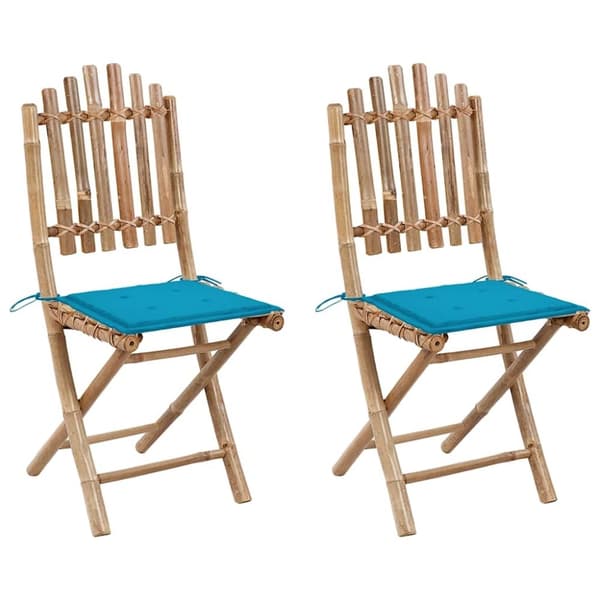 vidaXL foldbare havestole 2 stk. med hynder bambus