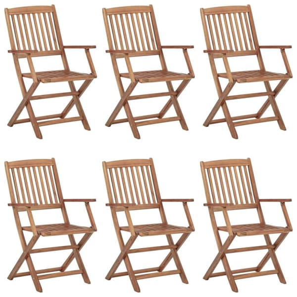 vidaXL foldbare havestole 6 stk. med hynder massivt akacietræ
