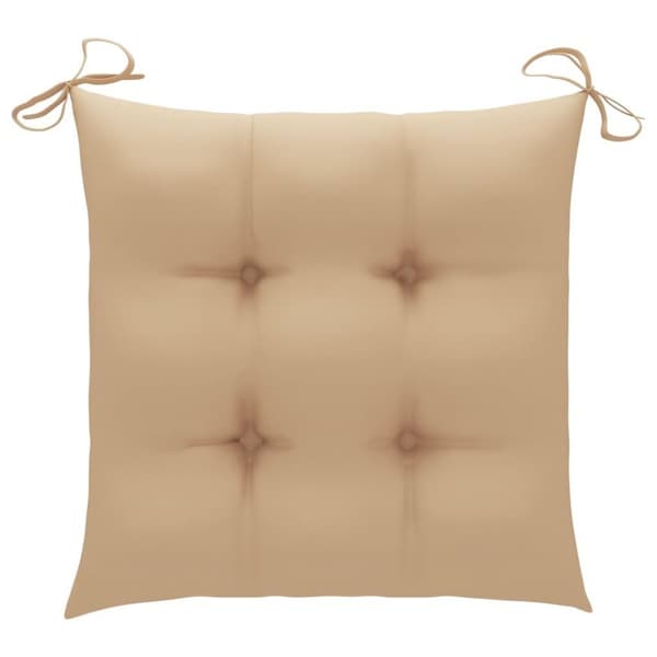 vidaXL havestole med beige hynder 2 stk. massivt teaktræ