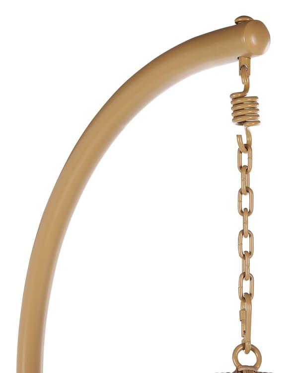 Hängstol Beige Konstrotting Metallstativ Mjuk Kudde Boho Rustik