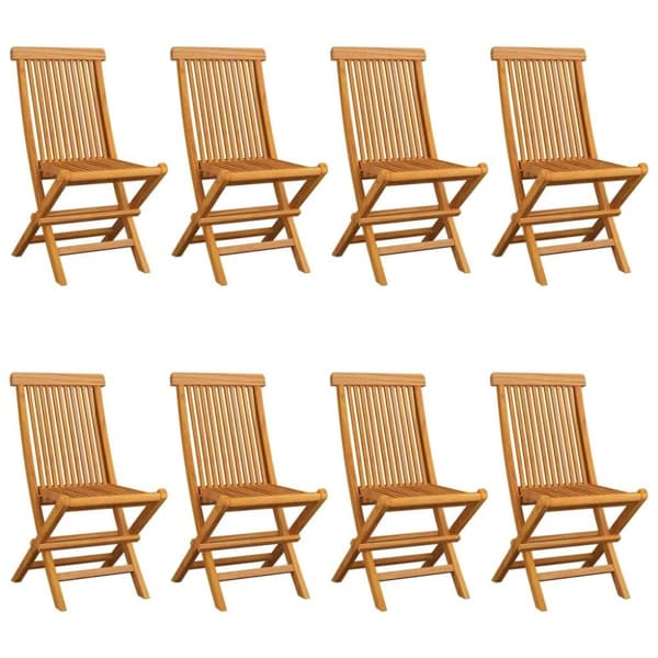 vidaXL Trädgårdsstolar med gräddvita dynor 8 st massiv teak