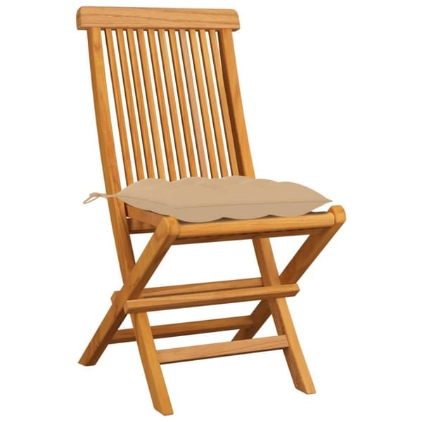 vidaXL Trädgårdsstolar med beige dynor 8 st massiv teak