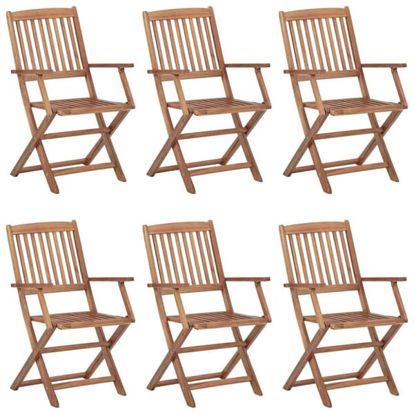 vidaXL foldbare havestole 6 stk. med hynder massivt akacietræ
