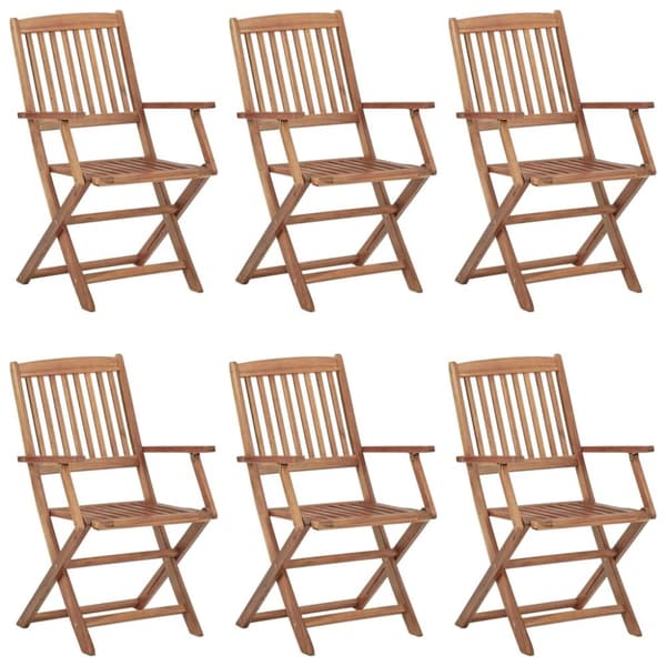 vidaXL foldbare havestole 6 stk. med hynder massivt akacietræ