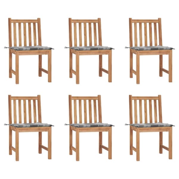 vidaXL Trädgårdsstolar 6 st med dynor massiv teak