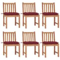 Miniatyrbild 1 av 10: vidaXL Trädgårdsstolar 6 st med dynor massiv teak