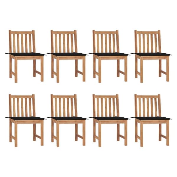 vidaXL Trädgårdsstolar 8 st med dynor massiv teak