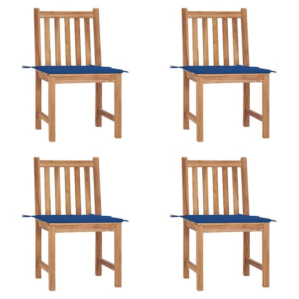 vidaXL Trädgårdsstolar 4 st med dynor massiv teak