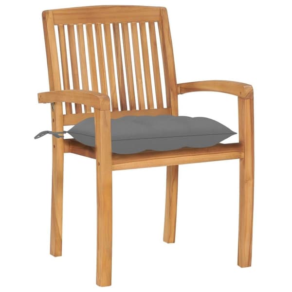 vidaXL Stapelbara trädgårdsstolar med dynor 6 st massiv teak