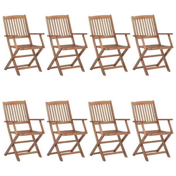 vidaXL foldbare havestole 8 stk. med hynder massivt akacietræ