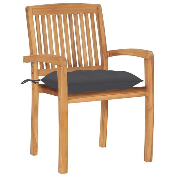 vidaXL Stapelbara trädgårdsstolar med dynor 4 st massiv teak