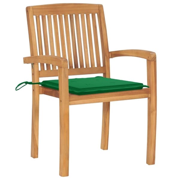 vidaXL Stapelbara trädgårdsstolar med dynor 6 st massiv teak