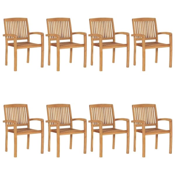 vidaXL Stapelbara trädgårdsstolar med dynor 8 st massiv teak